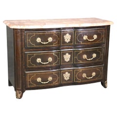 Vintage French Regency Style Marble Top Commode With Brass Hardware