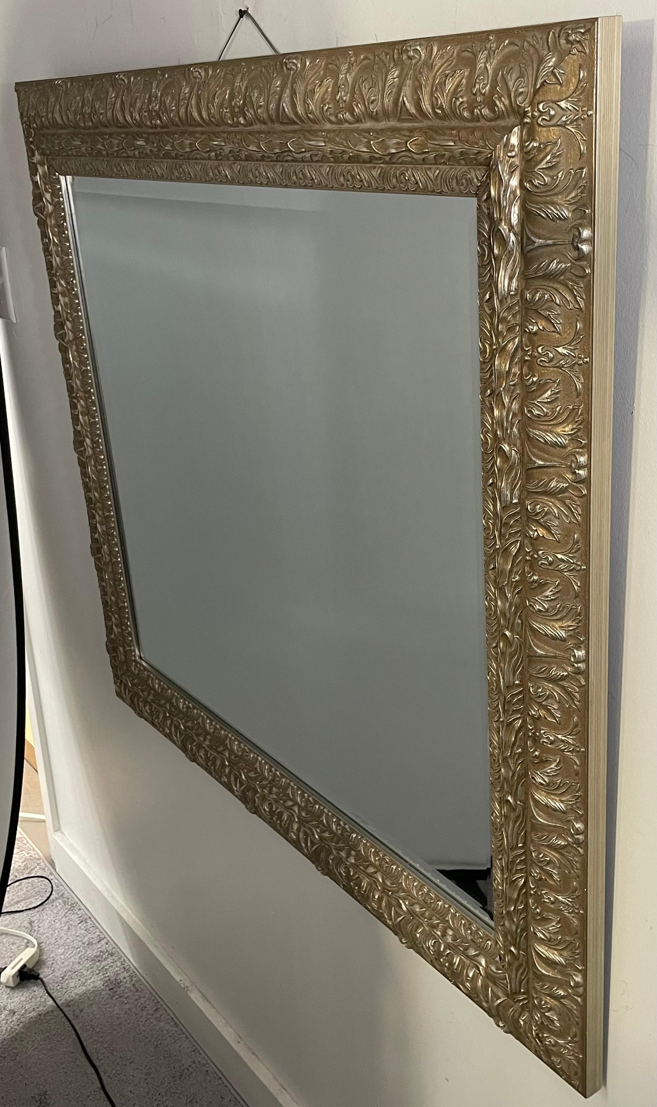 French Regency Style Mirror in Silver/Champagne Tone with Beveled Glass For Sale 8