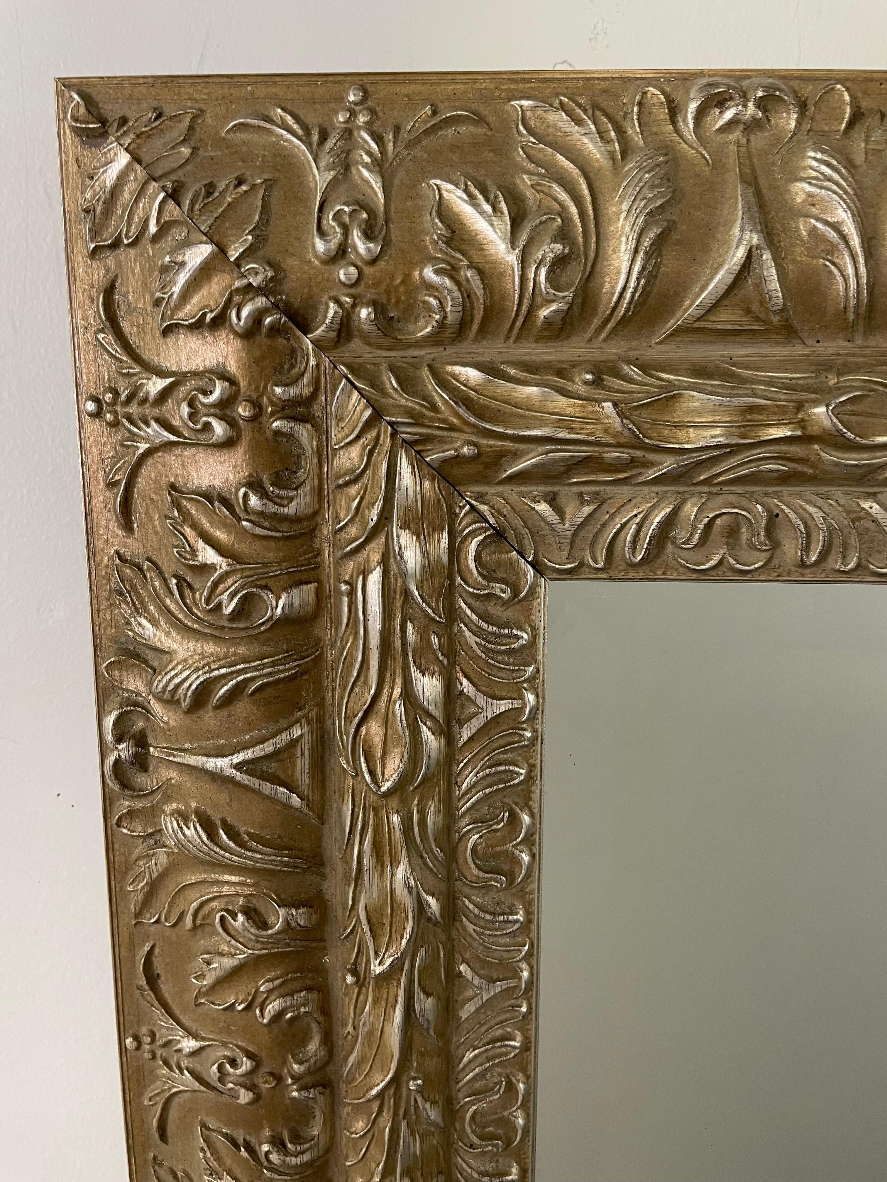 French Regency Style Mirror in Silver/Champagne Tone with Beveled Glass In Good Condition For Sale In Plainview, NY