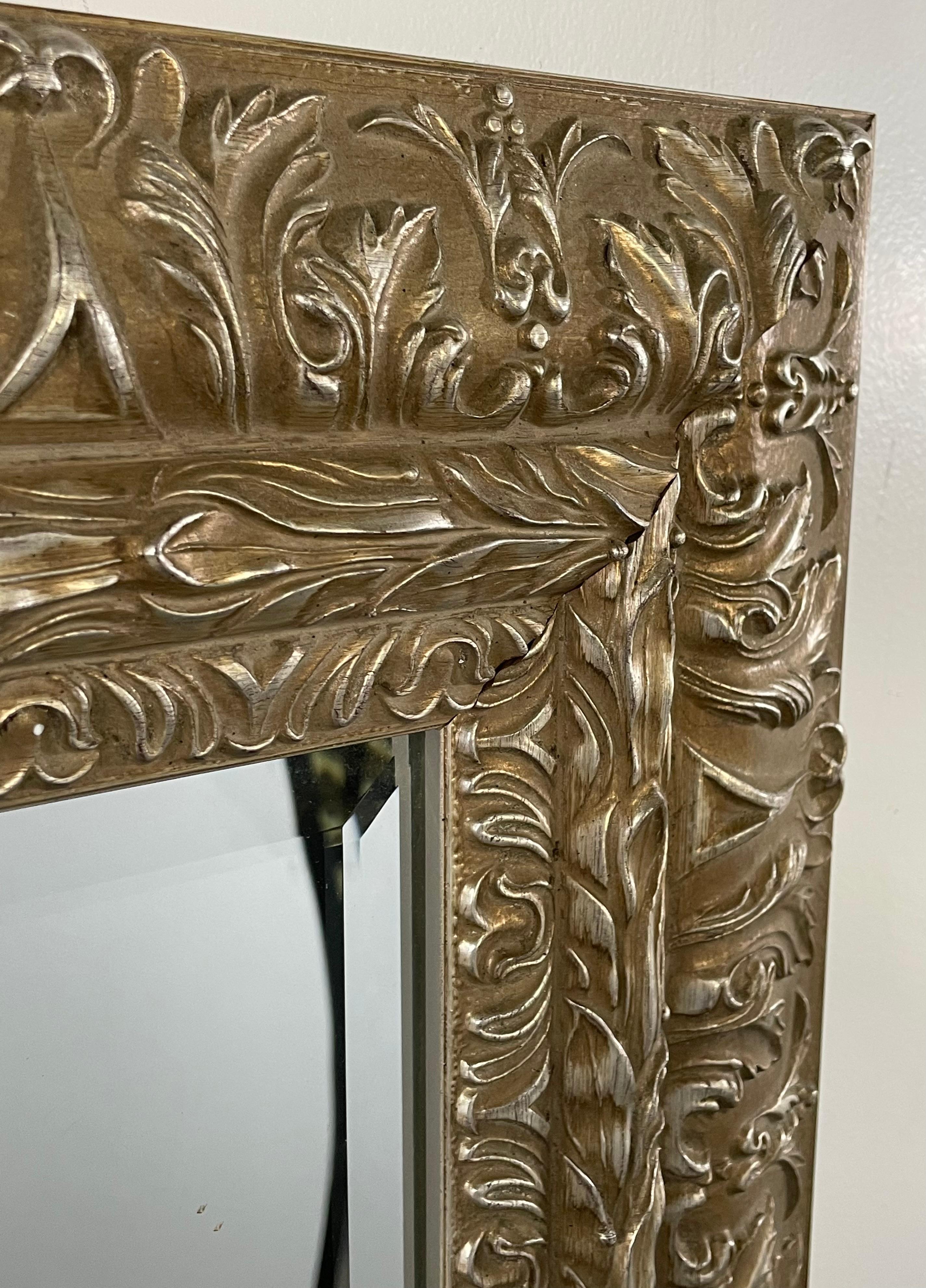 French Regency Style Mirror in Silver/Champagne Tone with Beveled Glass For Sale 1