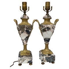 PAIR-Lampen im französischen Regency-Stil aus Portoro-Marmor, mehrfarbig 
