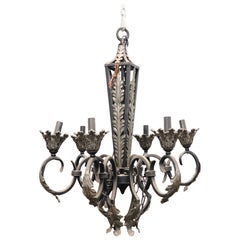 Lustre de style Régence française en fer forgé vers les années 1960