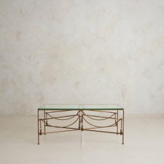 French Regency Tassel Gilt-Iron Coffee Table in style of Maison Jansen, 1960s