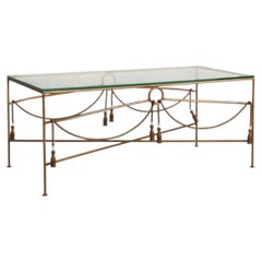 French Regency Tassel Gilt-Iron Coffee Table in style of Maison Jansen, 1960s