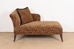 French Regency Tiger Print Upholstered Chaise Lounge