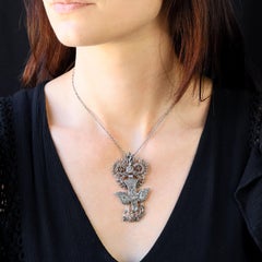 French Regional 18th Century Silver Holy Spirit Pendant and Chain