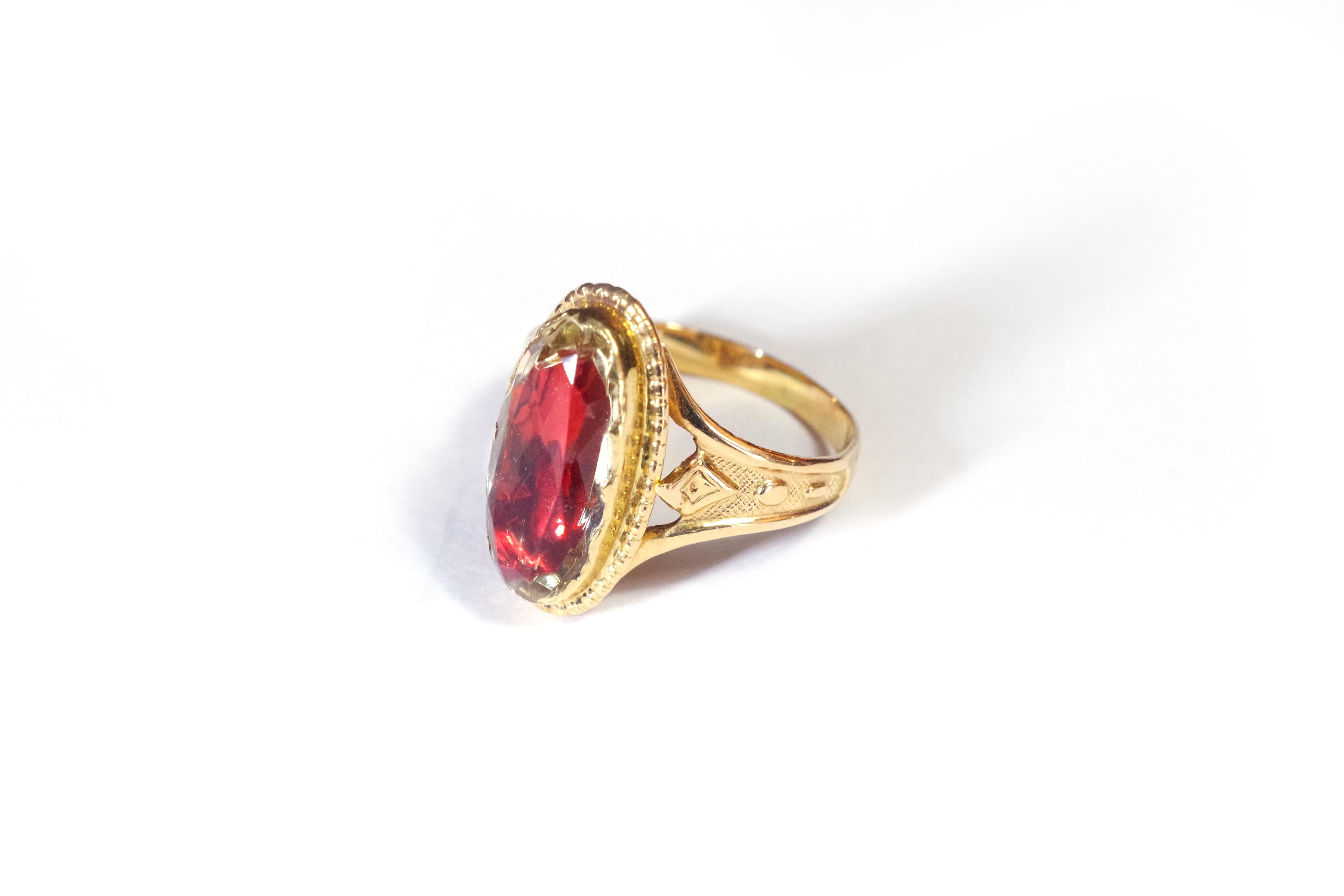 Late Victorian French Regional Citrine Ring in 18k Gold, Catalan Ring