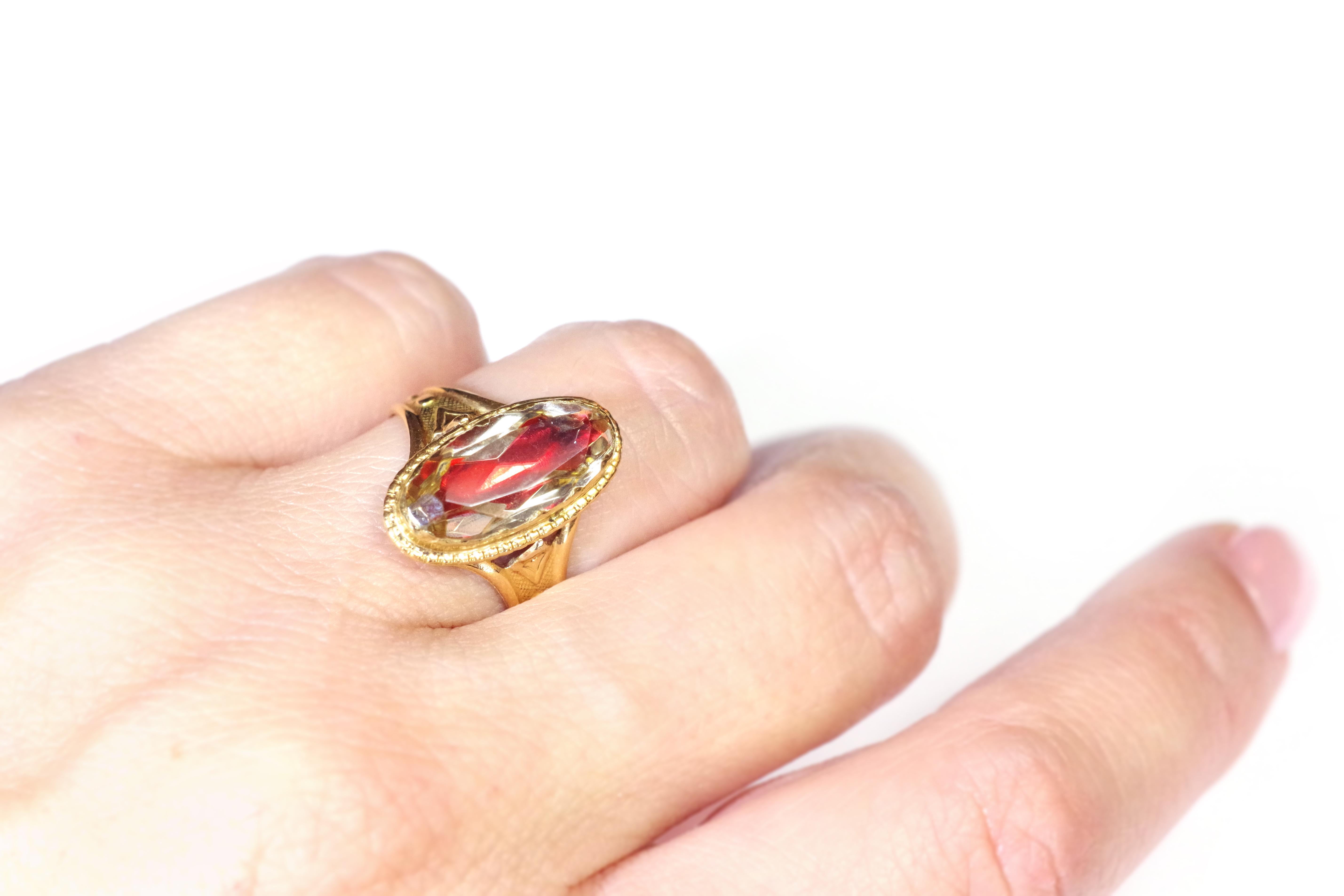 Women's or Men's French Regional Citrine Ring in 18k Gold, Catalan Ring