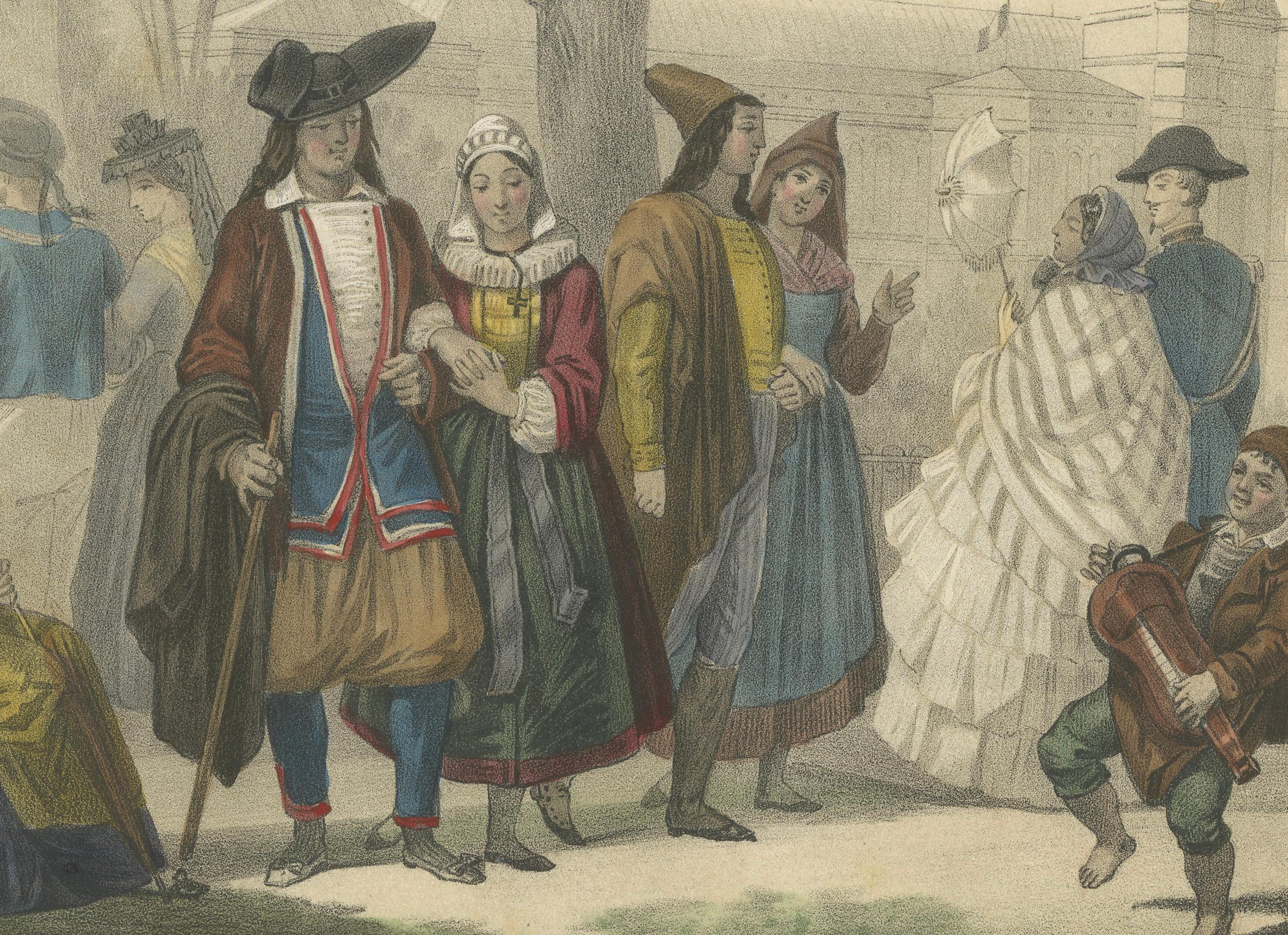 French Regional Costumes – Bretons, Parisians and Savoyard, c.1845