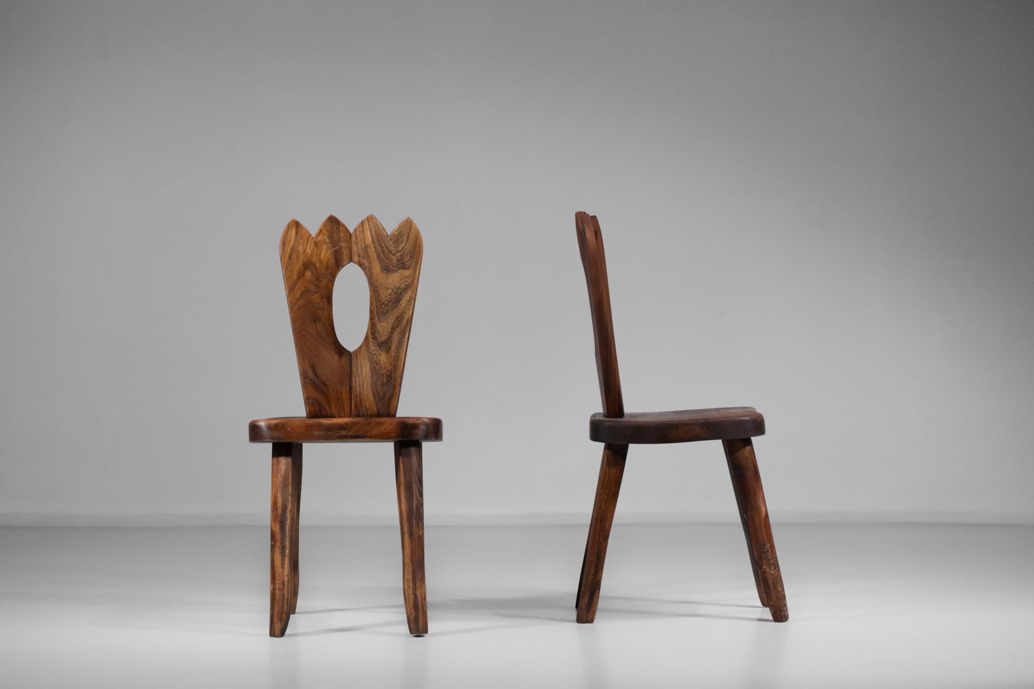 French Regionalist Chair in Solid Elm Style Hanninen Olavi 4