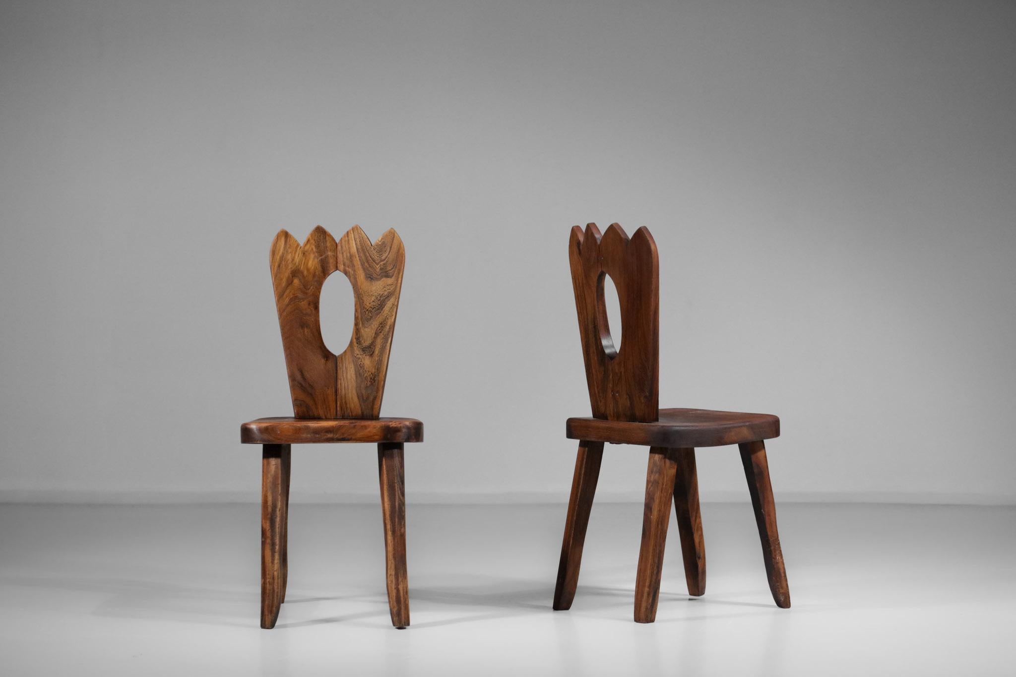 French Regionalist Chair in Solid Elm Style Hanninen Olavi 5