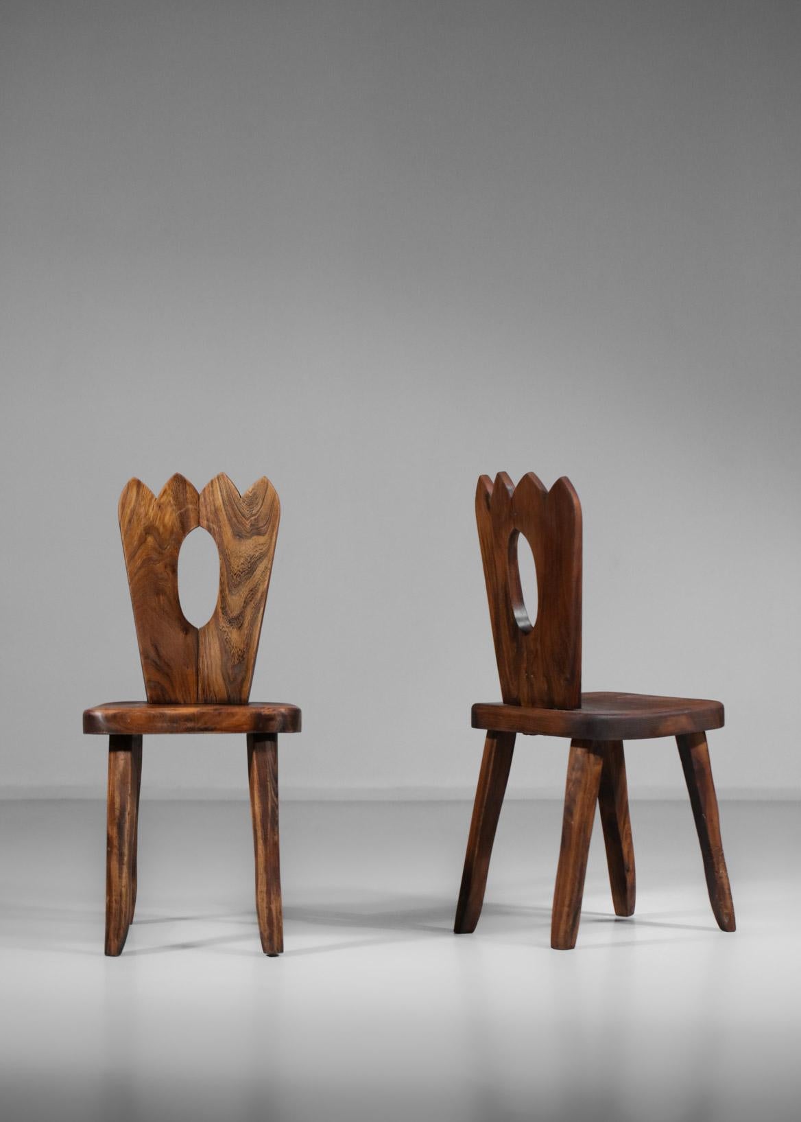 French Regionalist Chair in Solid Elm Style Hanninen Olavi 6