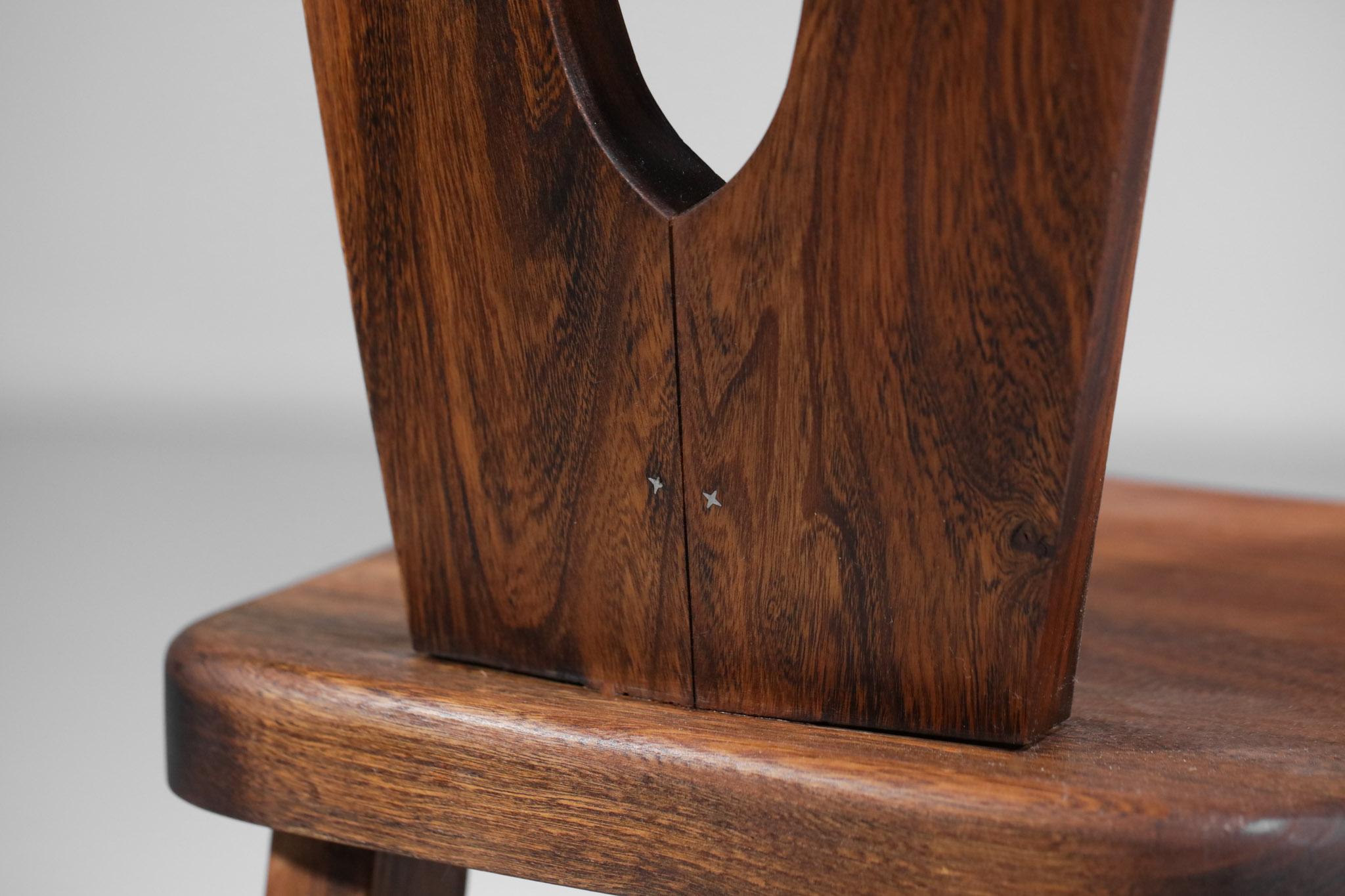 French Regionalist Chair in Solid Elm Style Hanninen Olavi 7