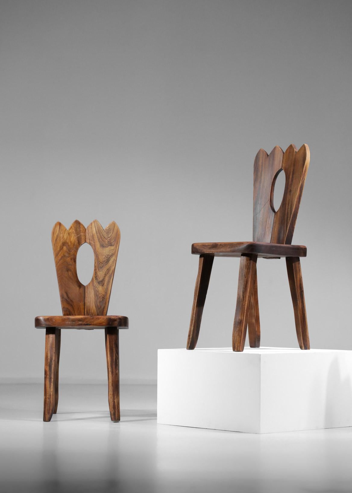 French Regionalist Chair in Solid Elm Style Hanninen Olavi 9