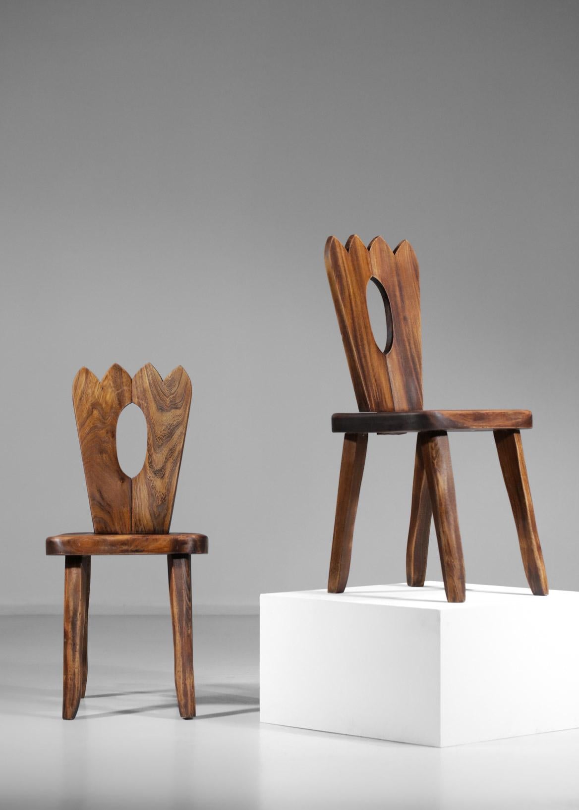 French Regionalist Chair in Solid Elm Style Hanninen Olavi 10