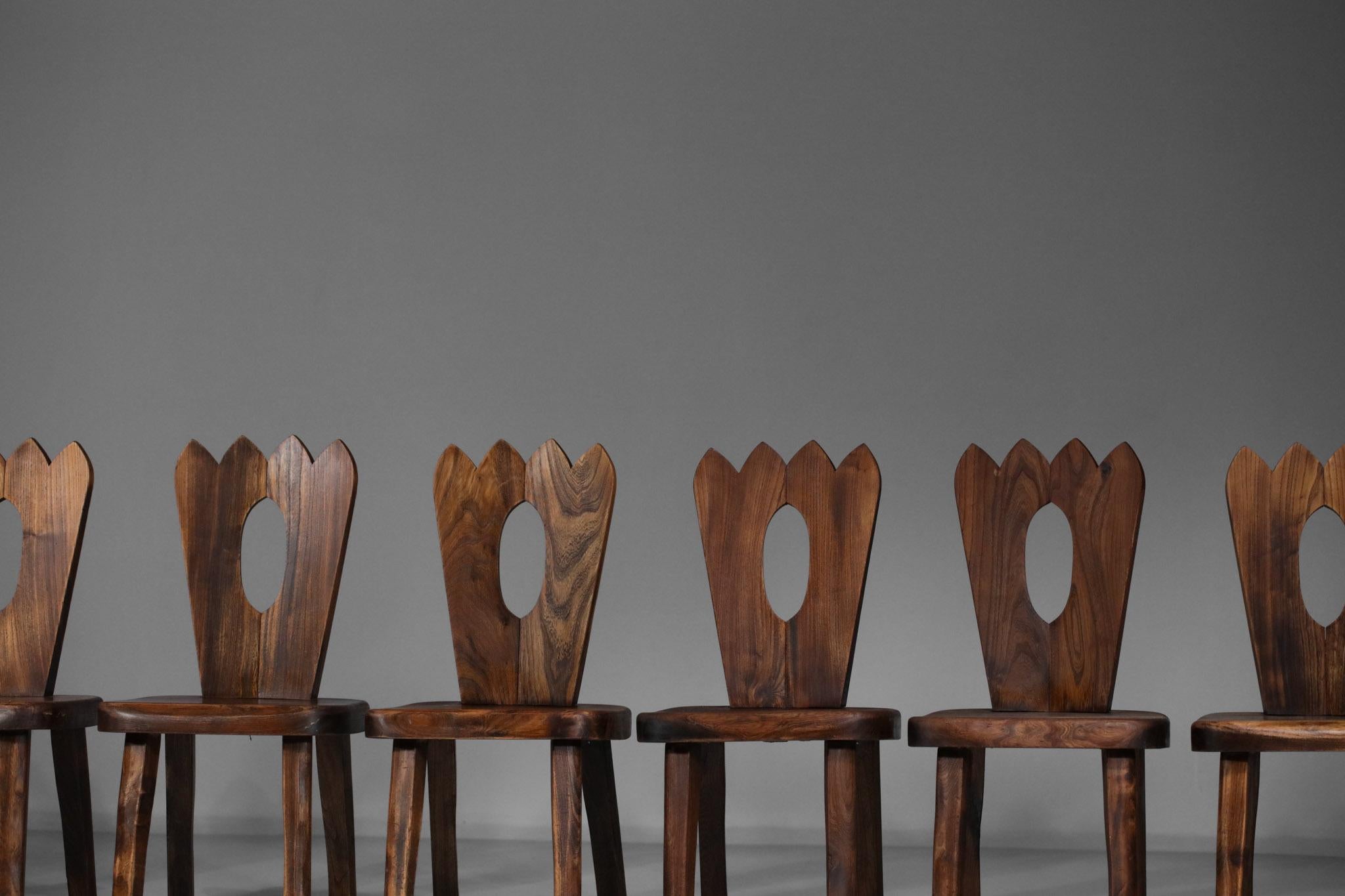 Wood French Regionalist Chair in Solid Elm Style Hanninen Olavi