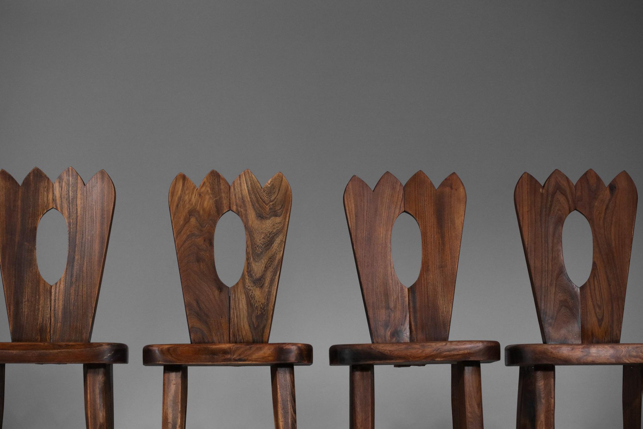 French Regionalist Chair in Solid Elm Style Hanninen Olavi 2