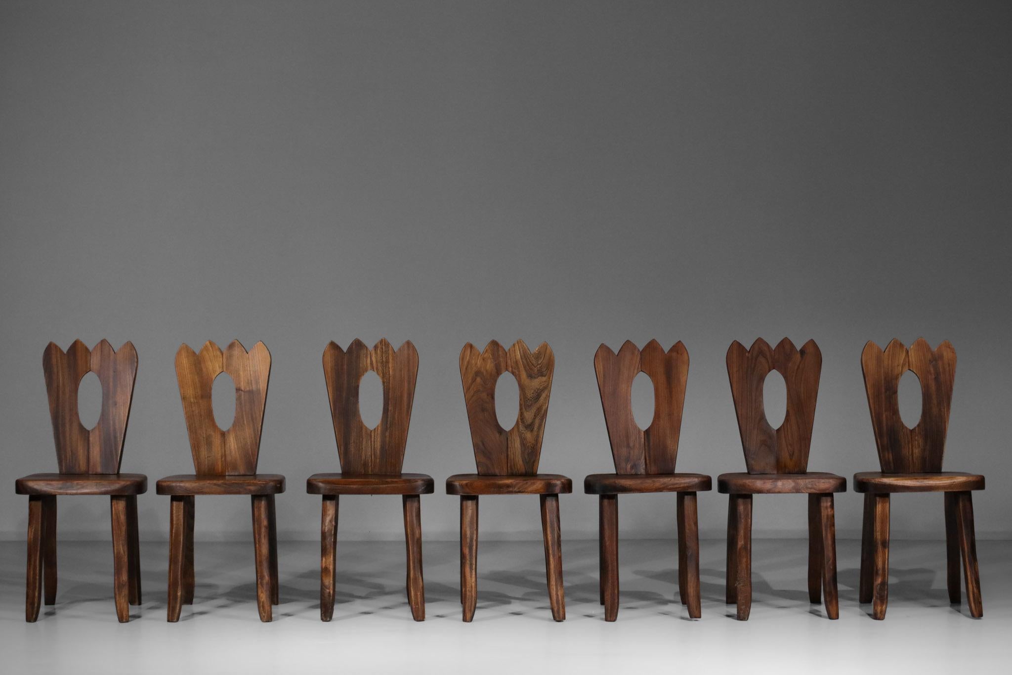 French Regionalist Chair in Solid Elm Style Hanninen Olavi 3