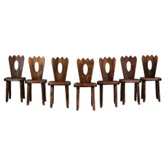 French Regionalist Chair in Solid Elm Style Hanninen Olavi