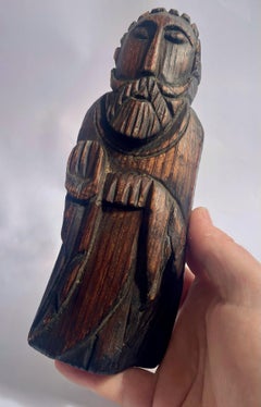 French religious carving - Wooden Saint - 1960s
