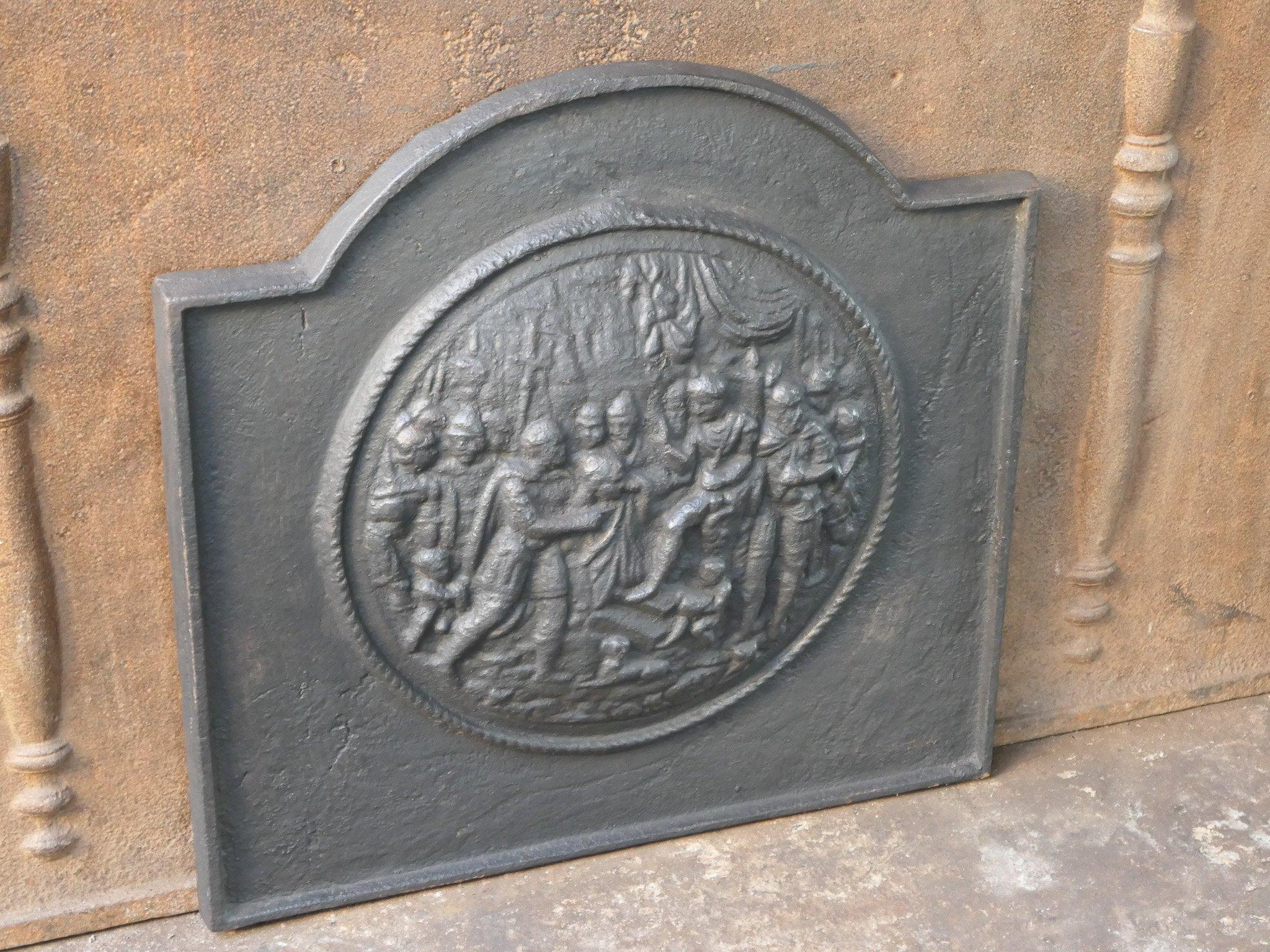 Iron French 'Religious Scene' Fireback / Backsplash, Napoleon III Style For Sale