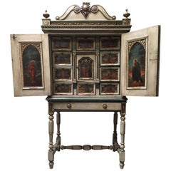 French Religious Vargueno Cabinet on Stand, 18th-19th Century