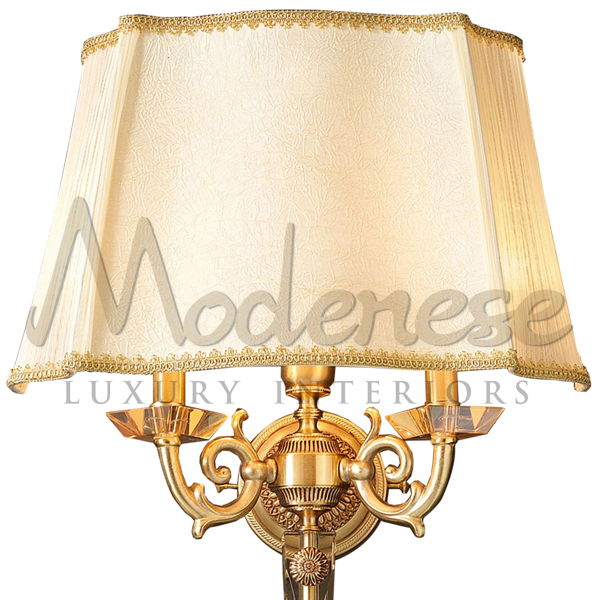 Baroque French Renaissance 3 Lights Wall Lamp with Gold Finishing Brass and Fine Shade For Sale