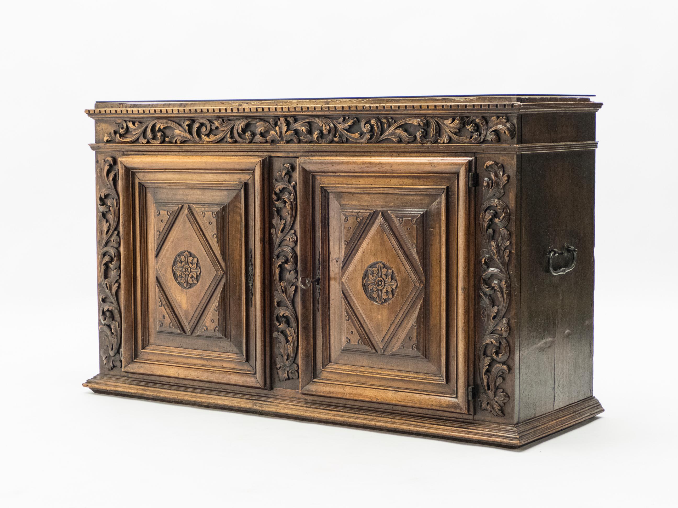 Hand-Carved French Renaissance Carved Oak Sideboard, 18th Century For Sale