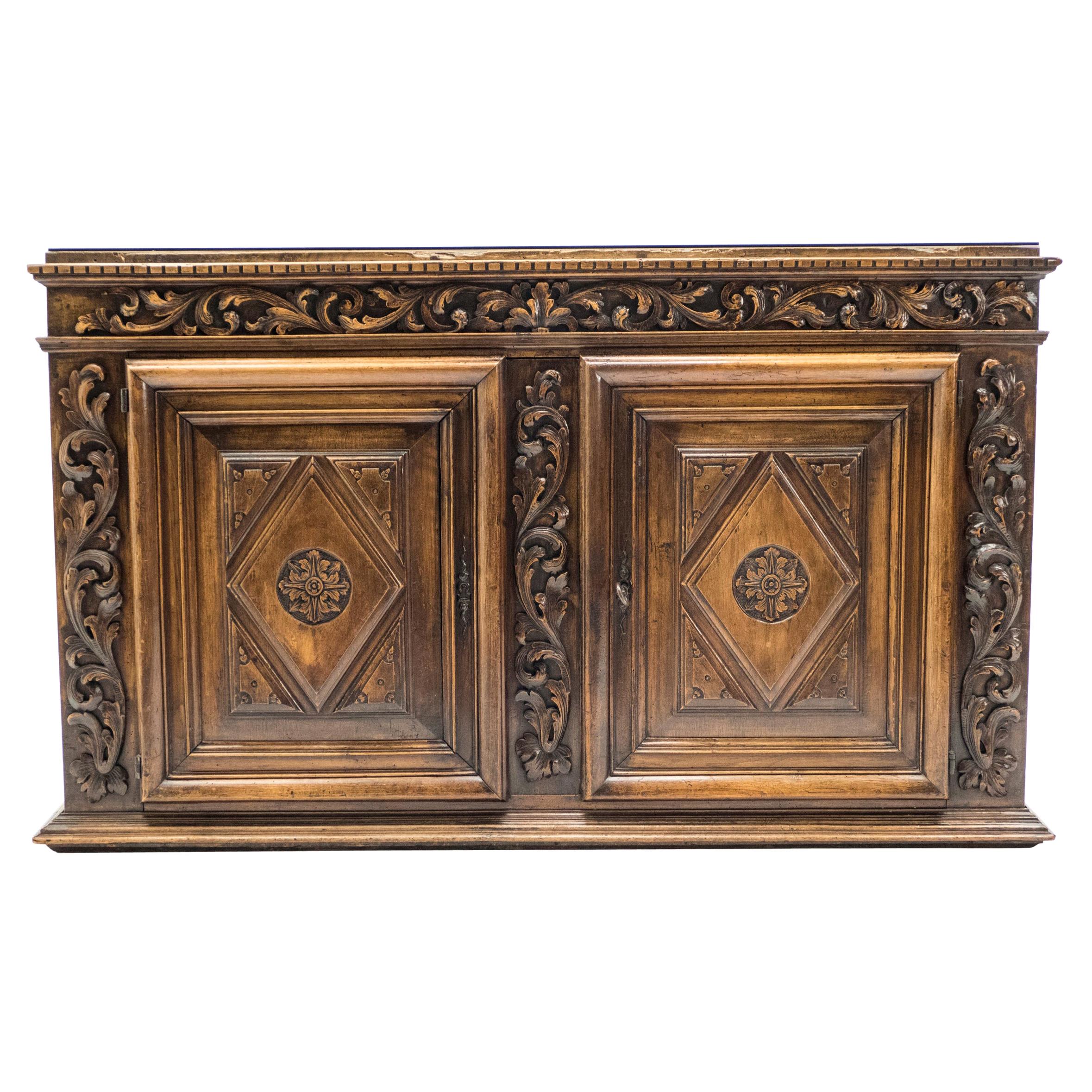 French Renaissance Carved Oak Sideboard, 18th Century For Sale