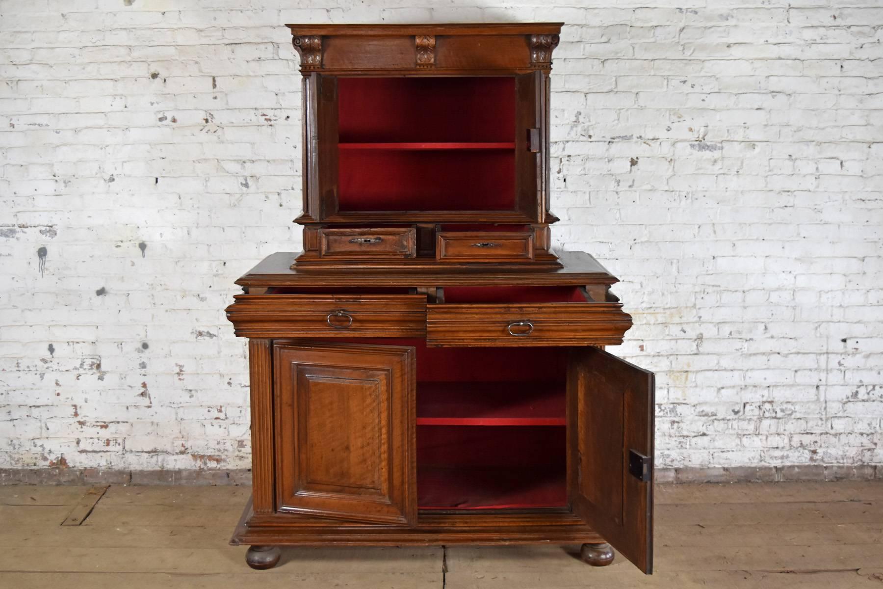 French Renaissance Henry II Late 16th Century Walnut Deux-Corps Cabinet In Good Condition For Sale In Troy, NY