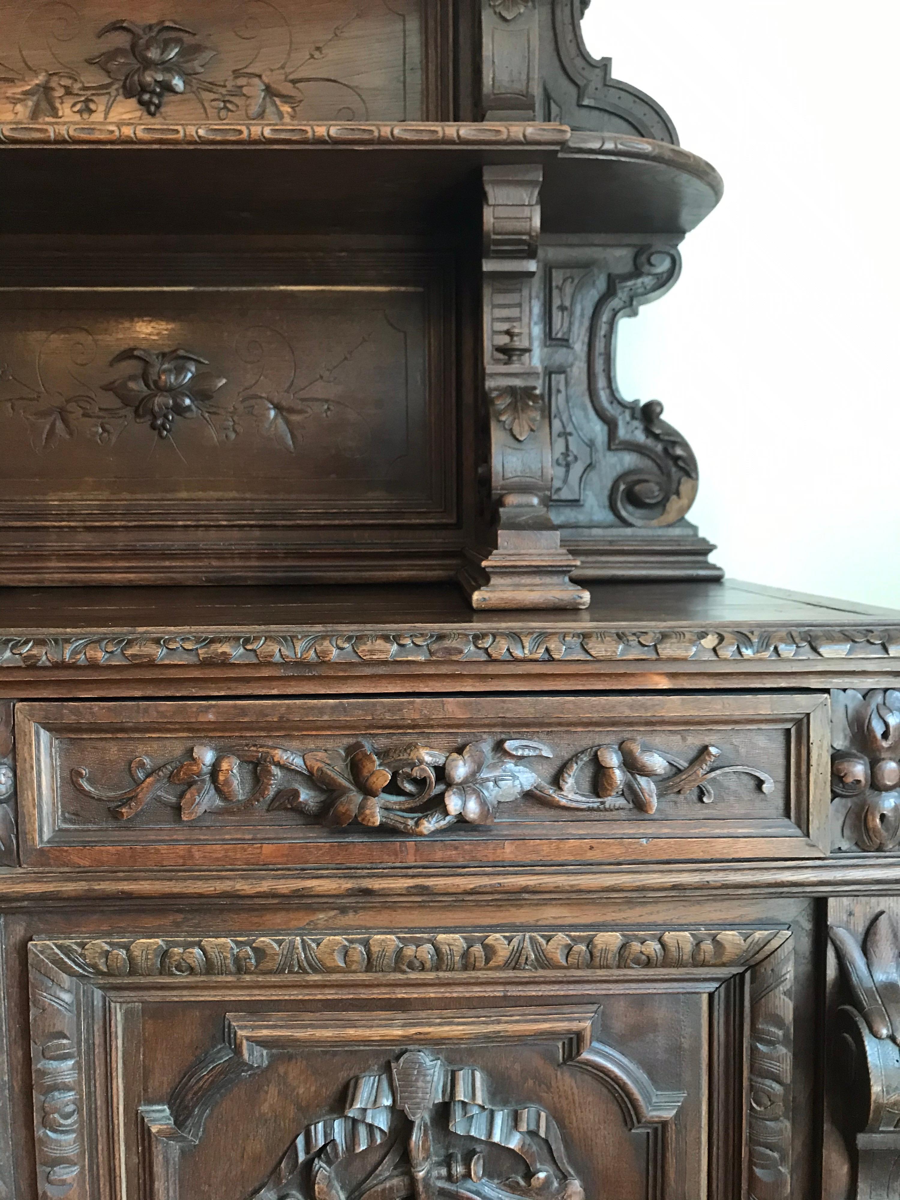 19th Century French Renaissance Hunting Lodge Buffet For Sale