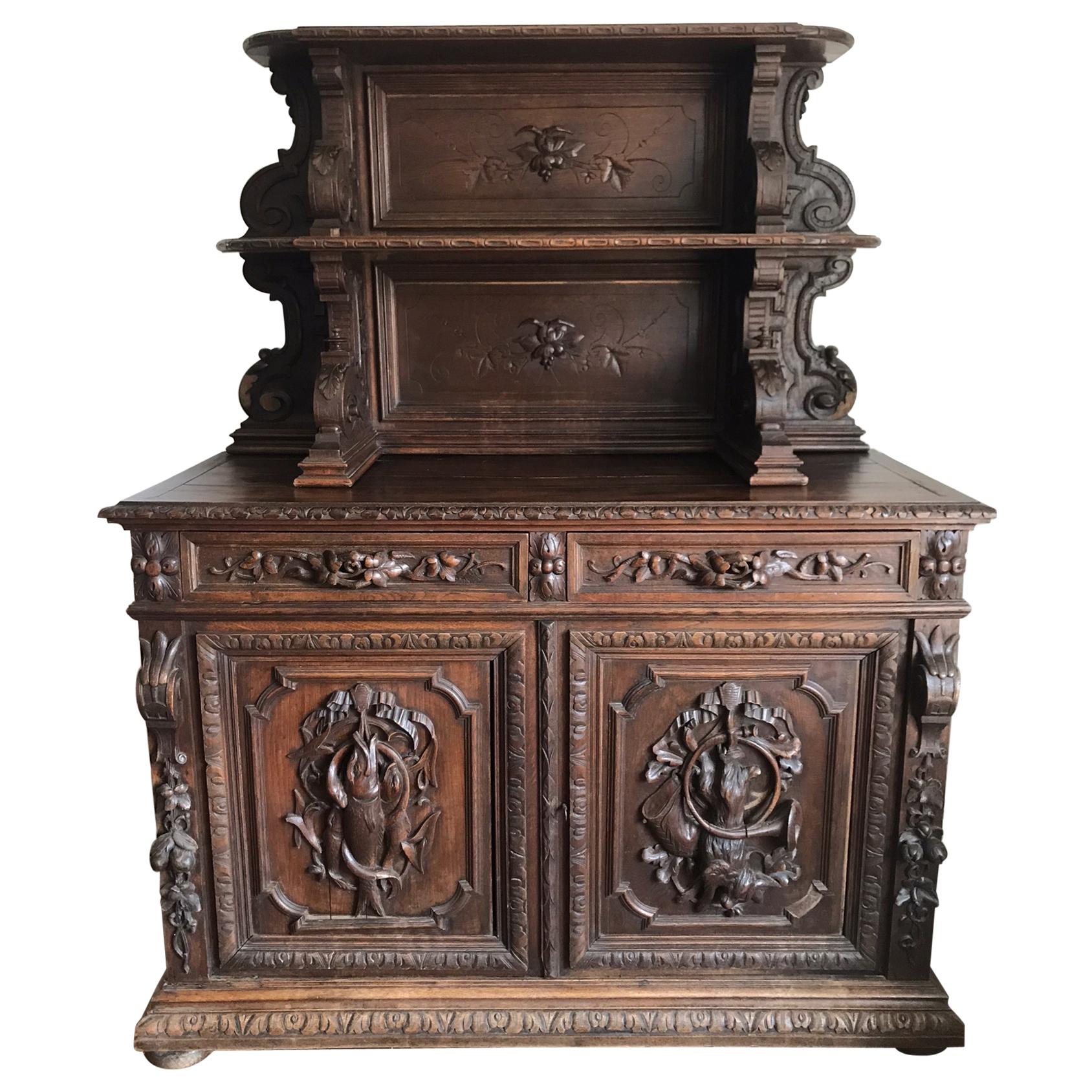 French Renaissance Hunting Lodge Buffet For Sale