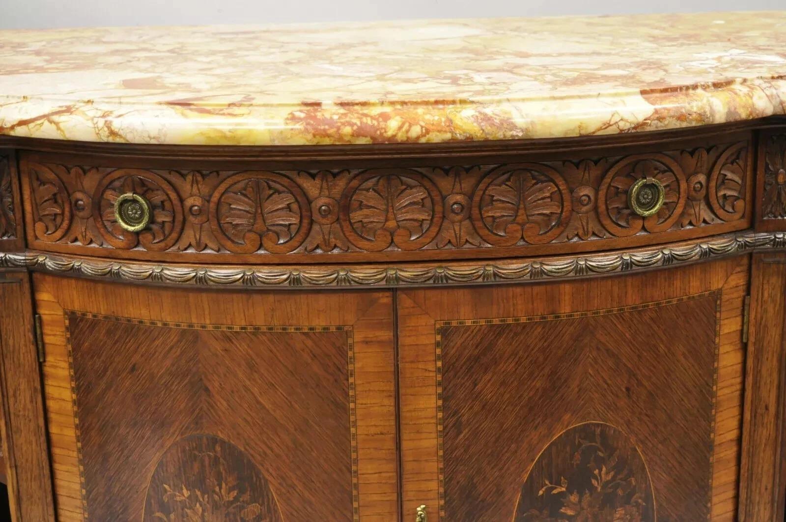 Credenza buffet rinascimentale francese Luigi XV con intarsi in marmo In condizioni buone in vendita a Philadelphia, PA