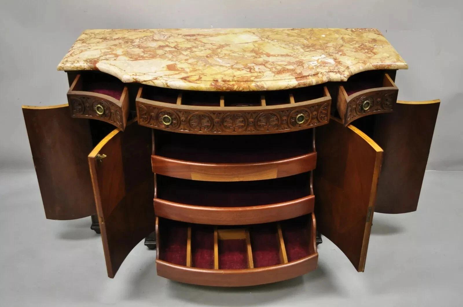 Marmo Credenza buffet rinascimentale francese Luigi XV con intarsi in marmo in vendita