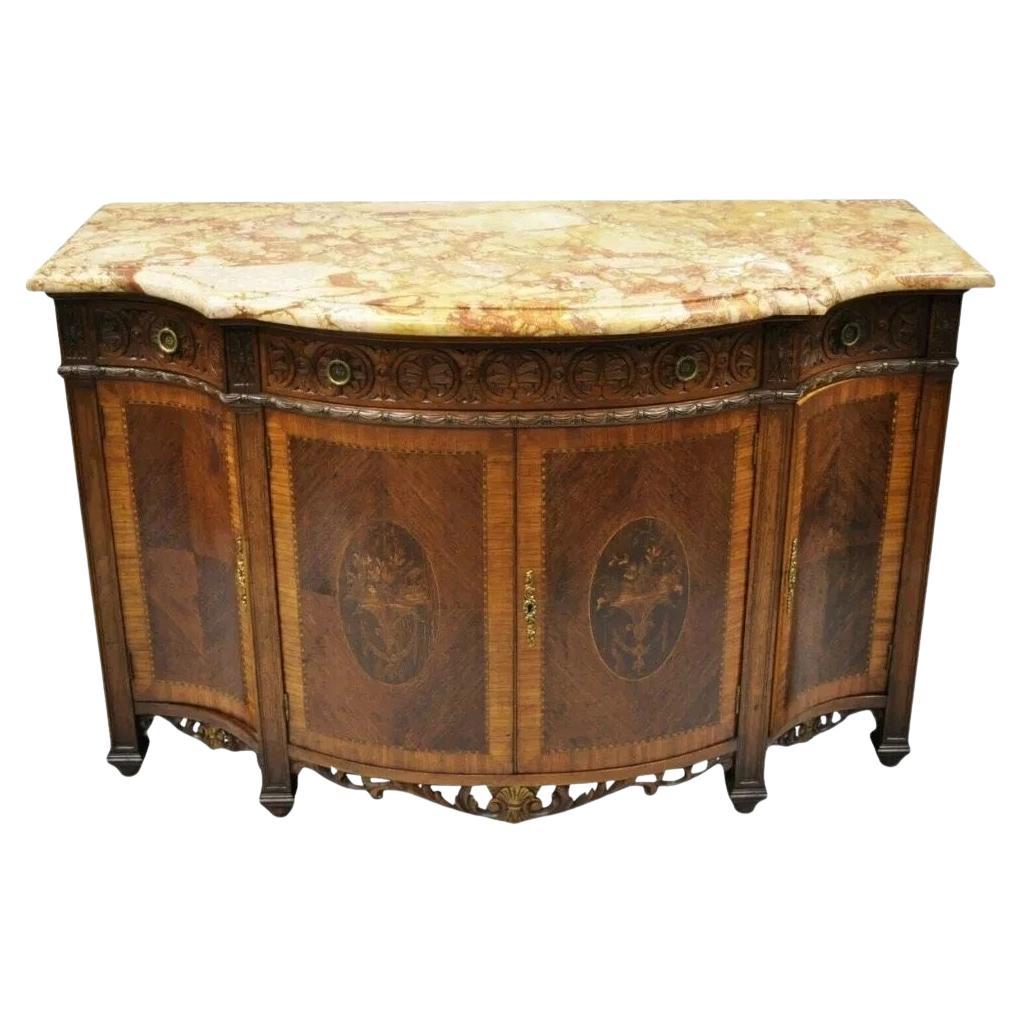 Credenza buffet rinascimentale francese Luigi XV con intarsi in marmo