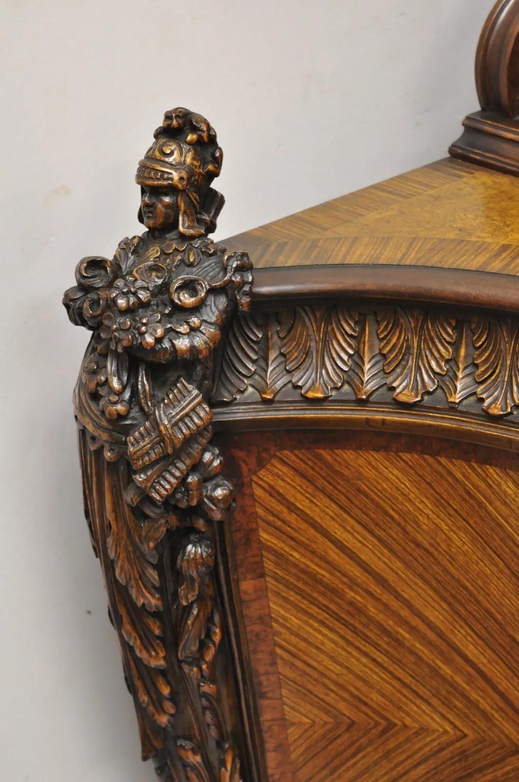 French Renaissance Louis XV Style Figural Carved Walnut Curio Display Buffet For Sale 1