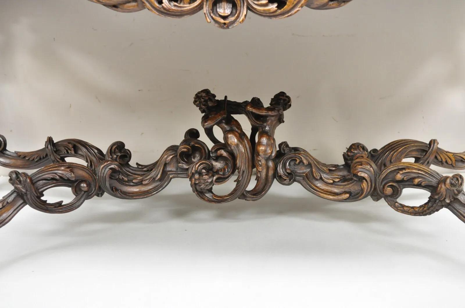 French Renaissance Louis XV Style Figural Carved Walnut Curio Display Buffet For Sale 3