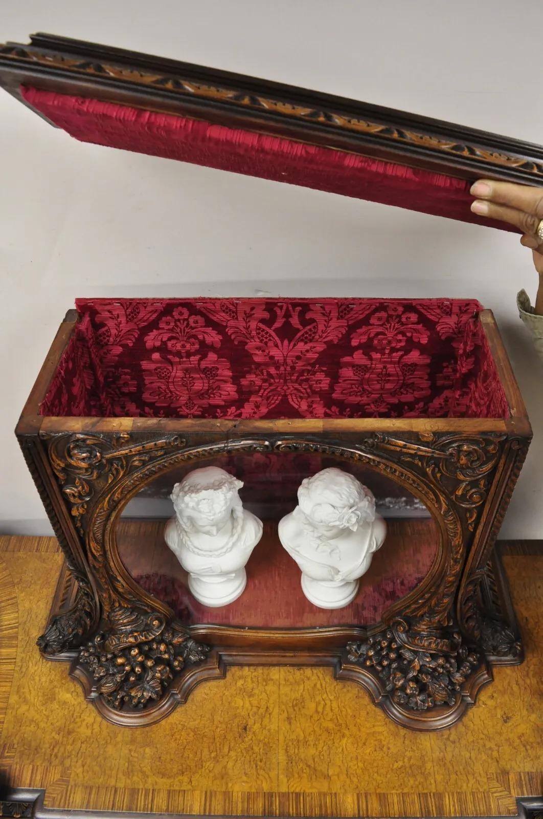 French Renaissance Louis XV Style Figural Carved Walnut Curio Display Buffet For Sale 4