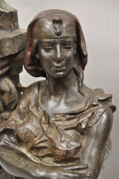 French Renaissance "Rebecca at the Wall" Spelter Metal Large Statue Sculpture