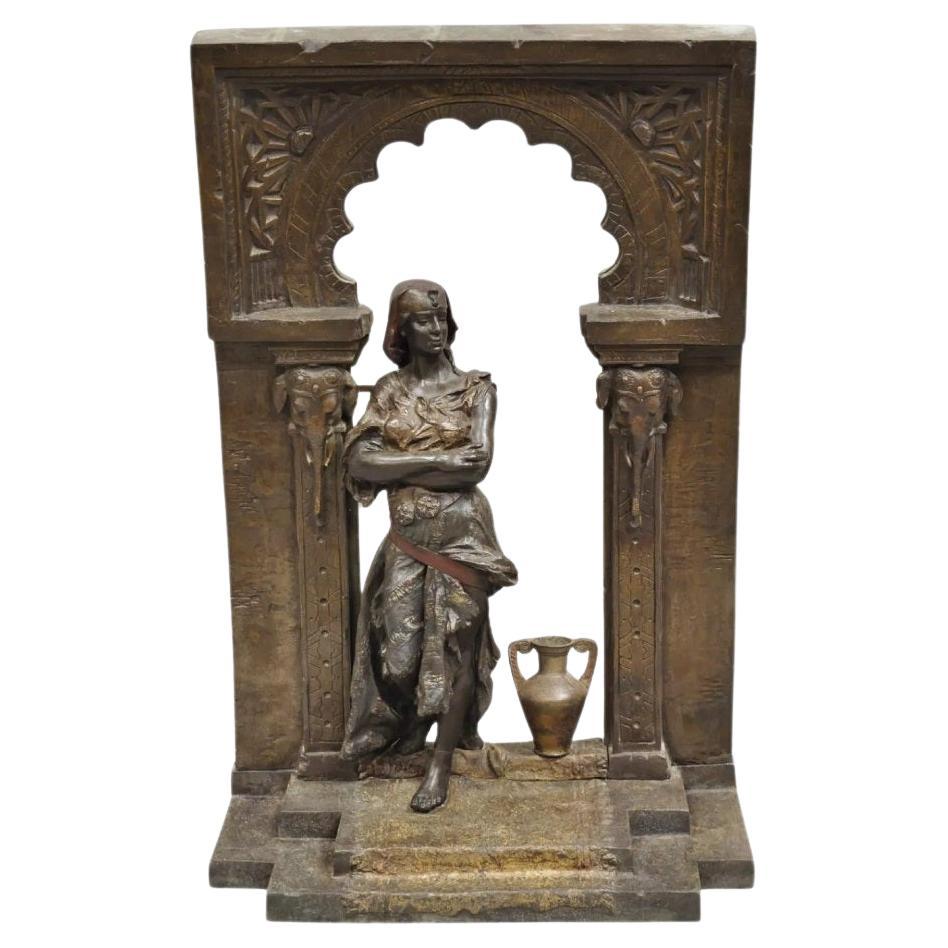 French Renaissance "Rebecca at the Wall" Spelter Metal Large Statue Sculpture
