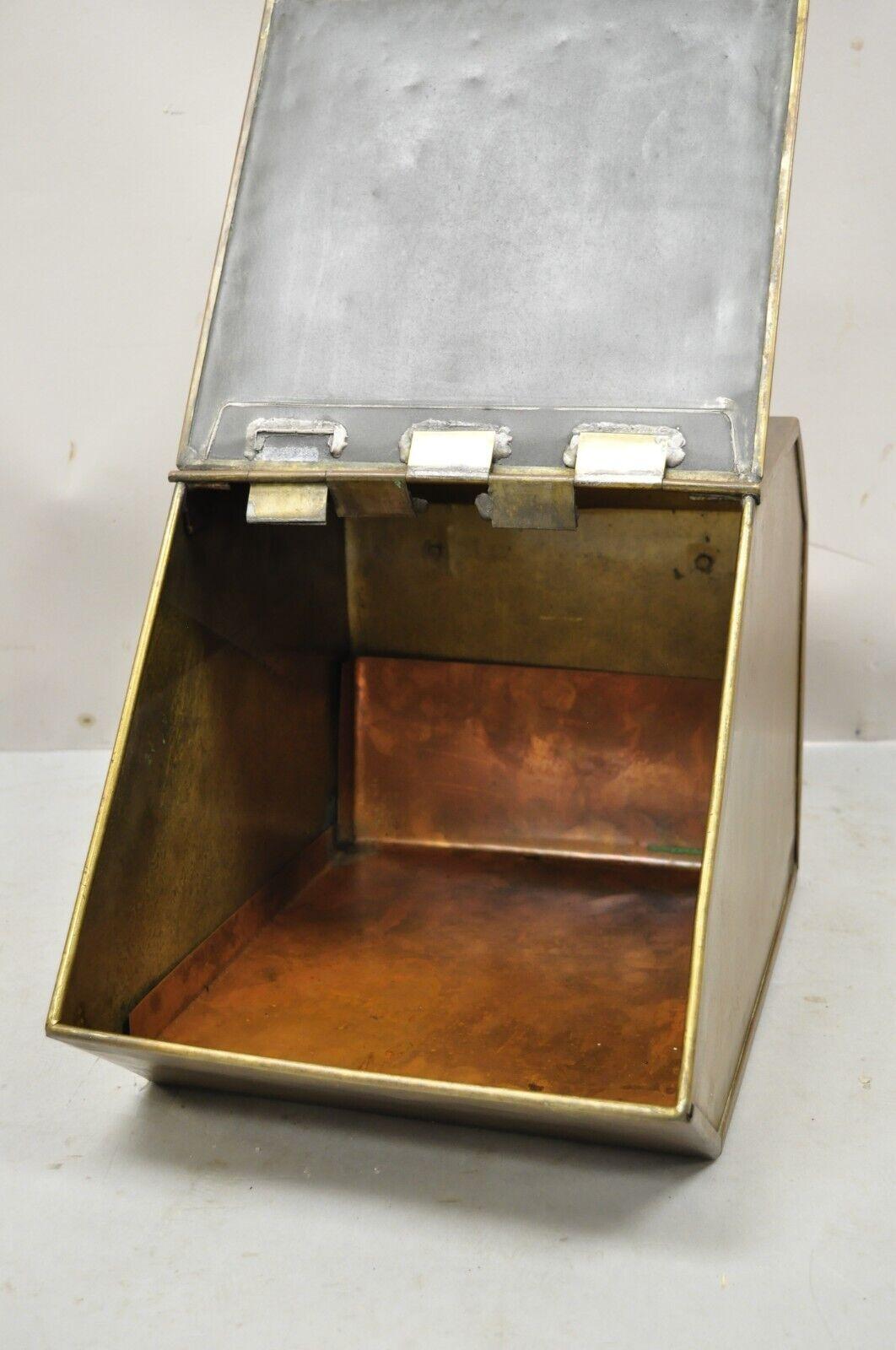 19th Century French Renaissance Regency Copper Brass Coal Box Scuttle Bucket Dolphin Griffins
