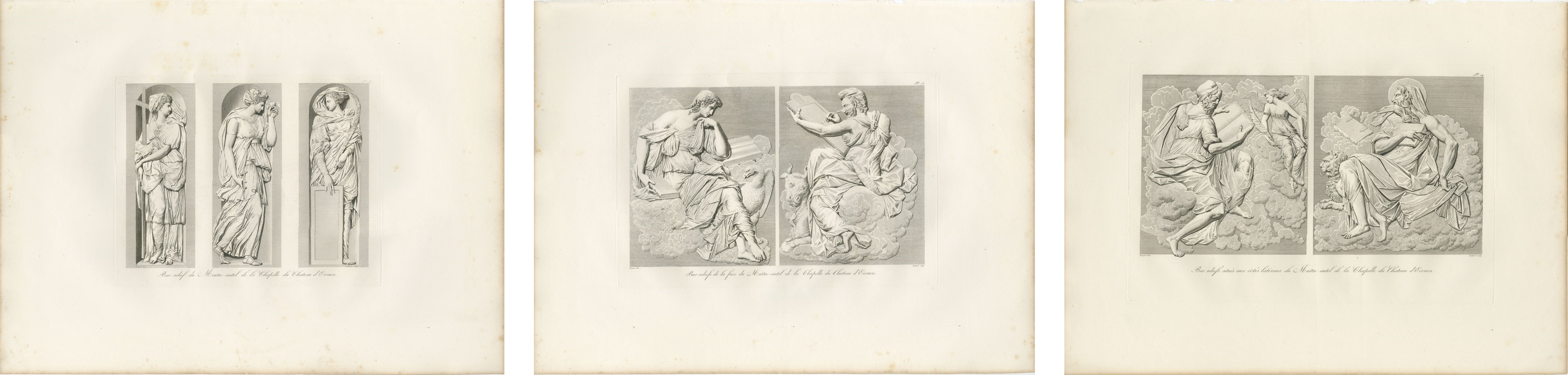 French Renaissance Relief Sculptures – Château d’Écouen Engravings, 1803