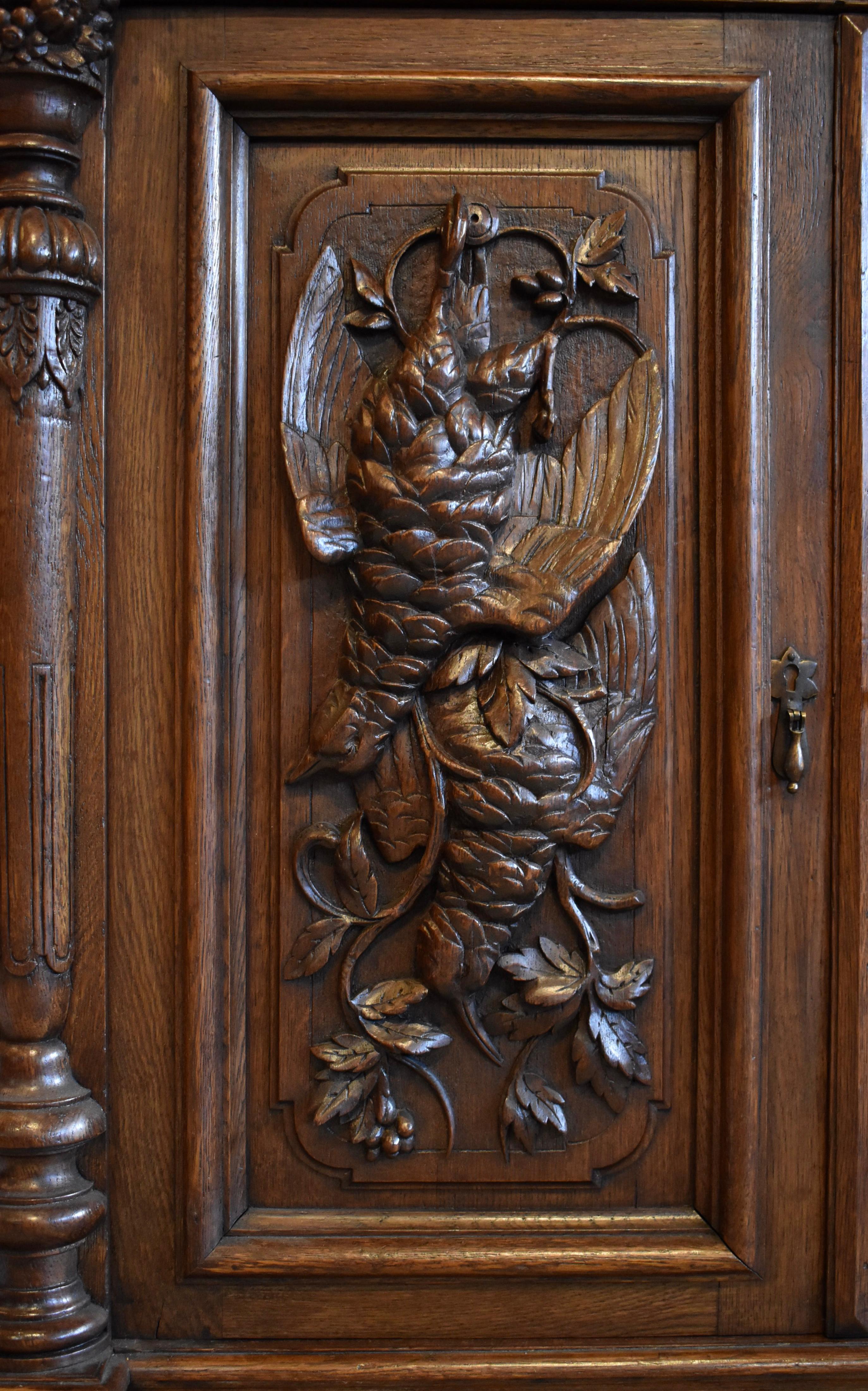 French Renaissance Revival Carved Hunt Cabinet For Sale 8