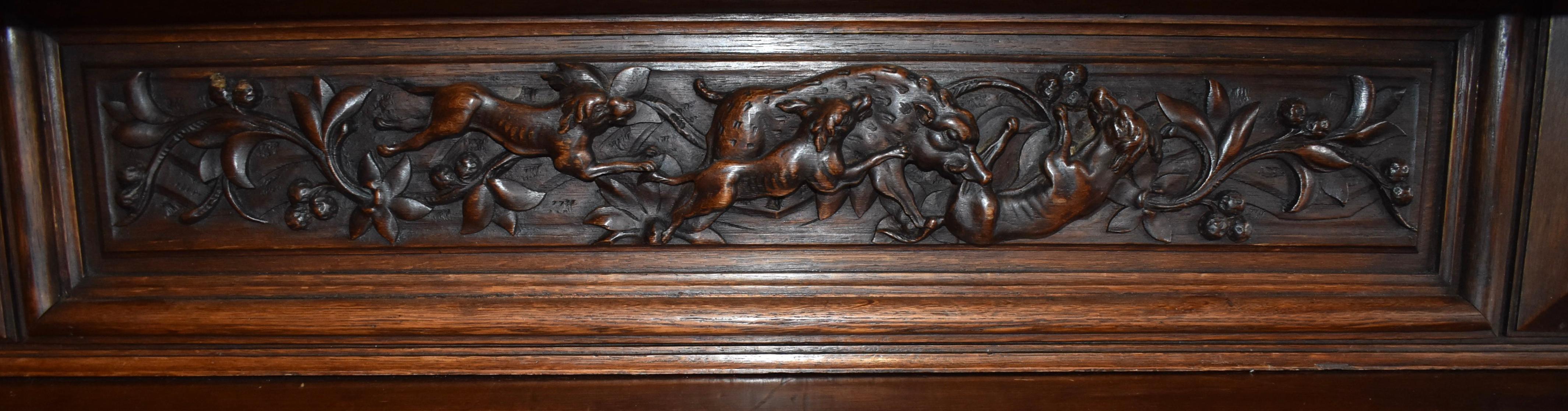 French Renaissance Revival Carved Hunt Cabinet For Sale 1