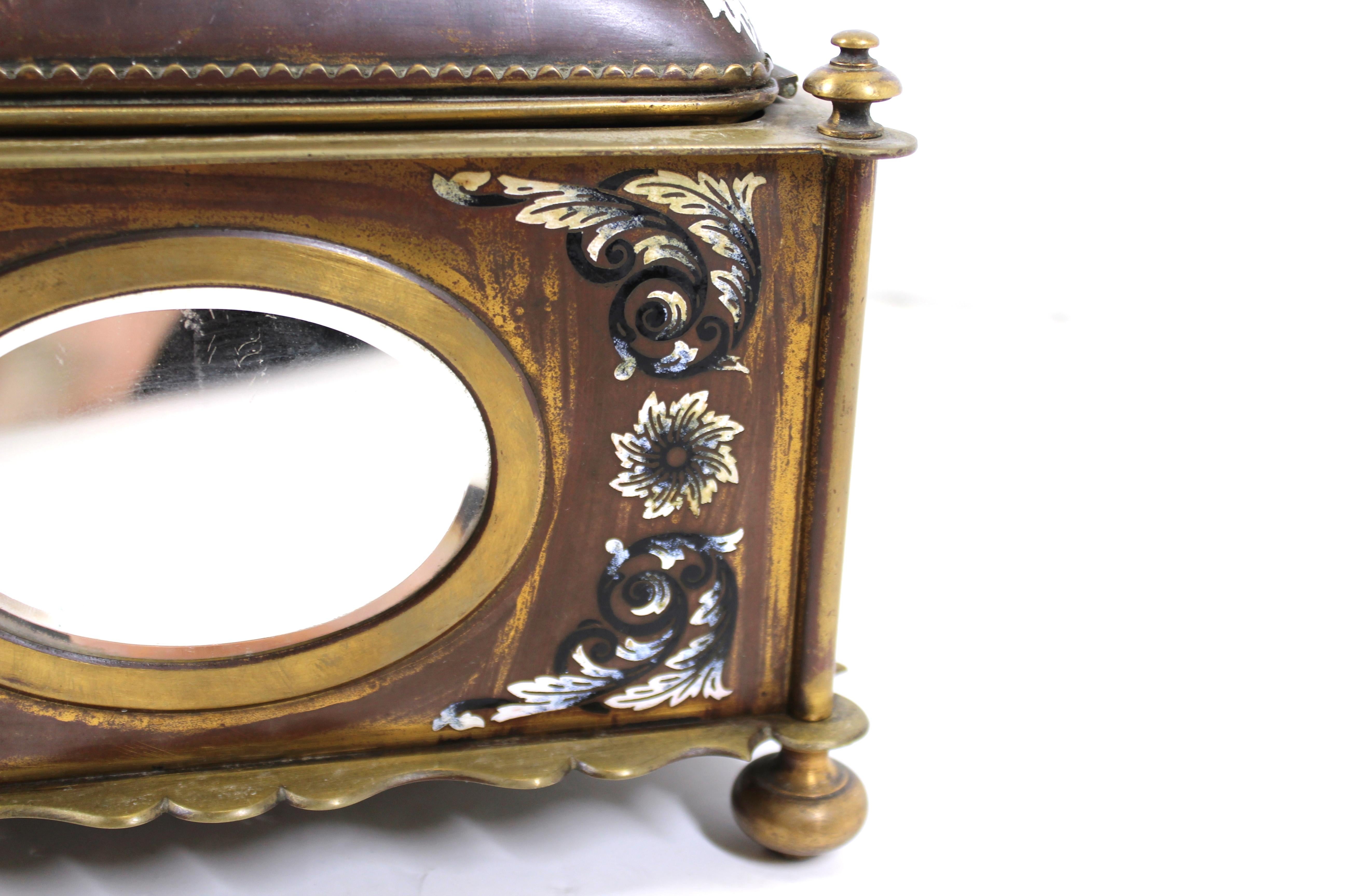 French Renaissance Revival Champleve Enamel Jewelry Box with Oval Mirror Inserts For Sale 7