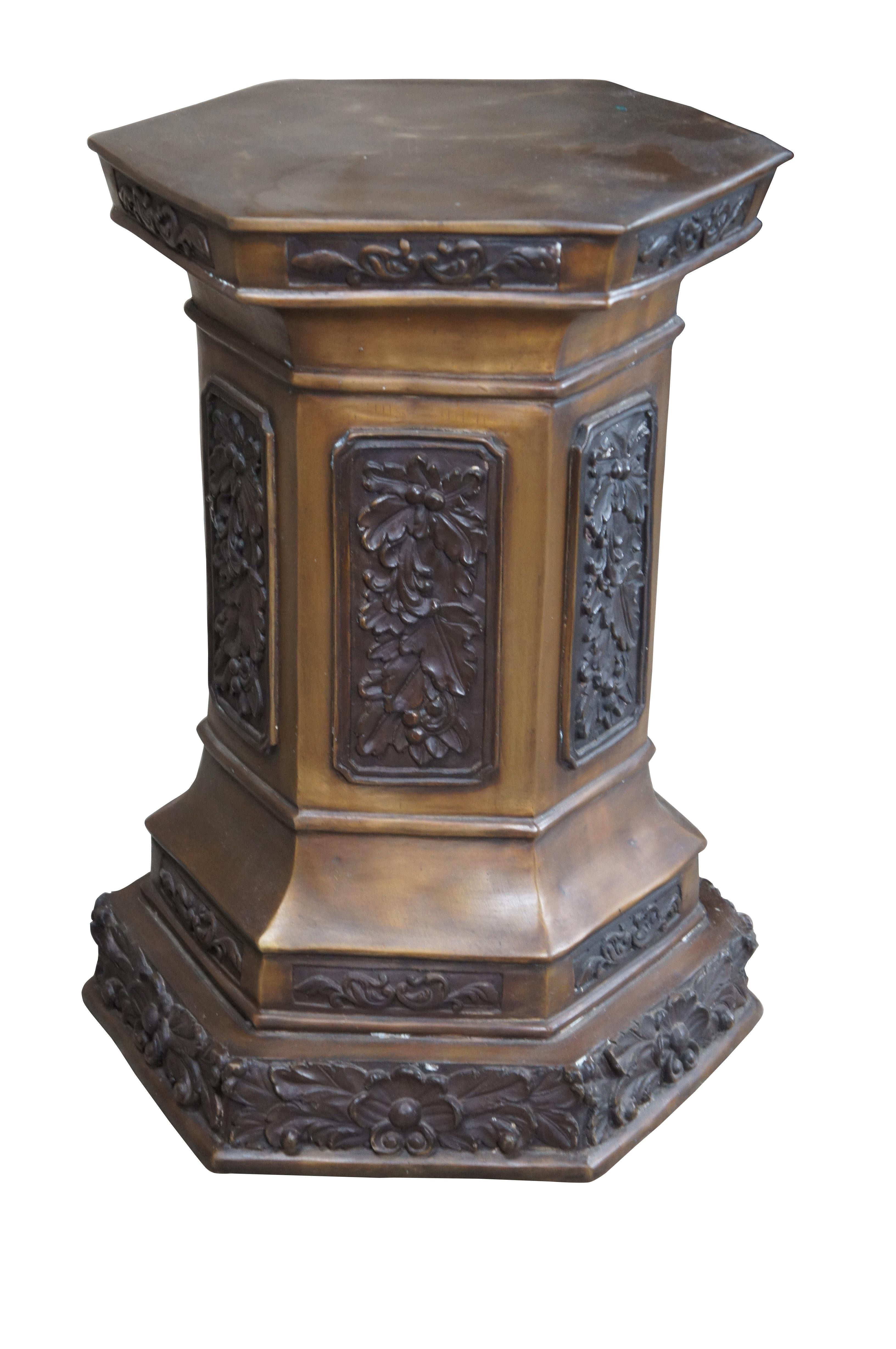 French Renaissance Revival sechseckige Bronze-Skulptur Pflanze Stand Pedestal 23