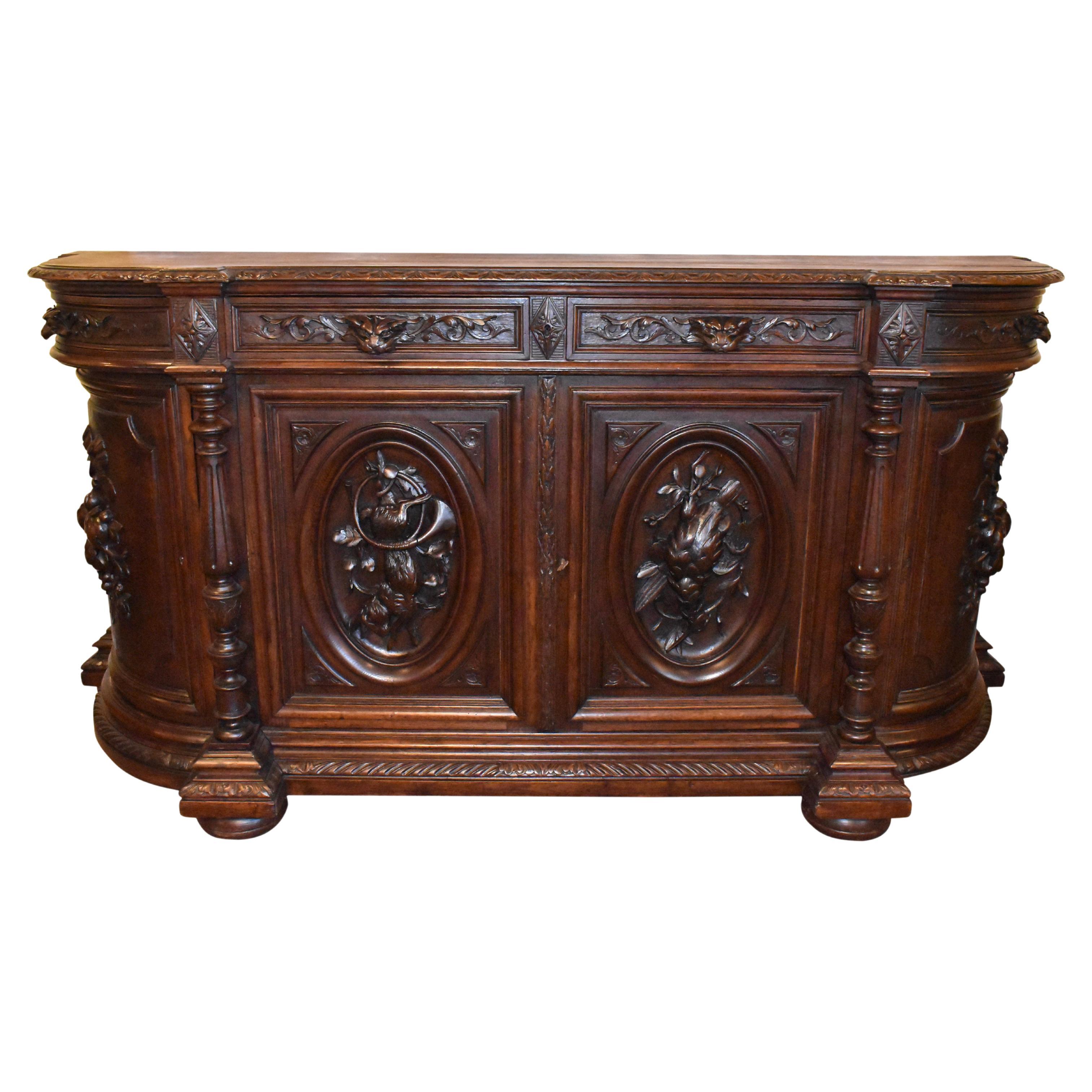 French Renaissance Revival Hunt Sideboard, circa 1895 For Sale