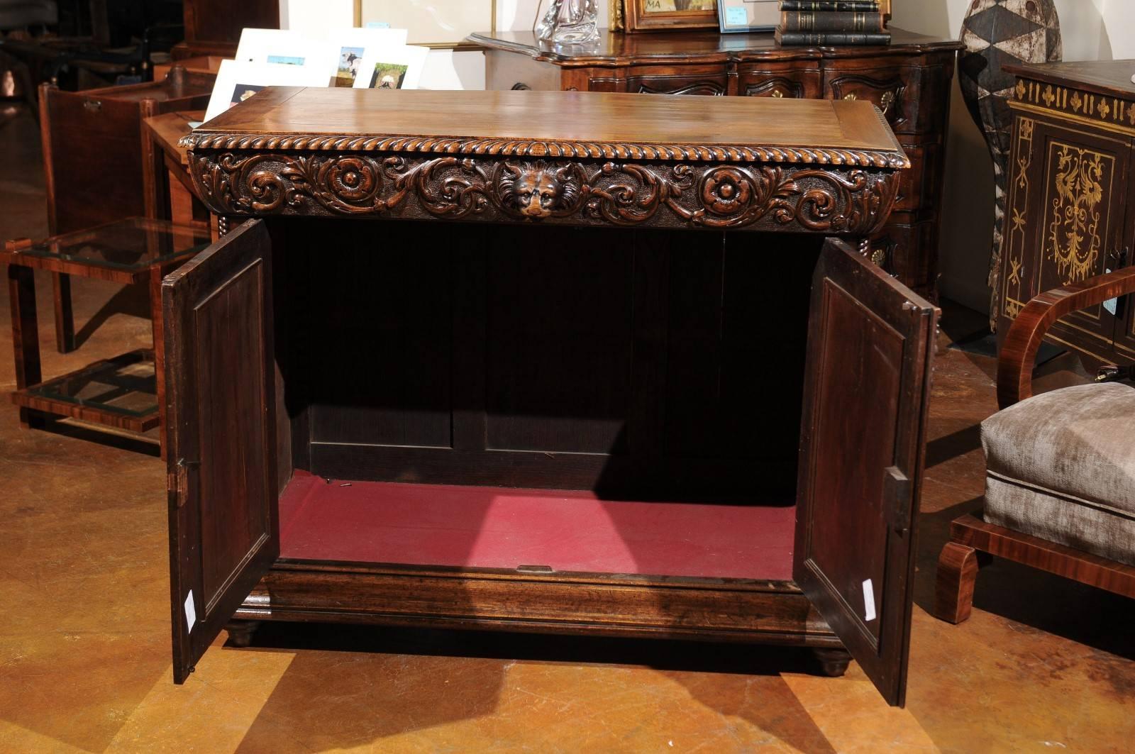 French Renaissance Revival Richly Carved Two-Door Credenza from the 1850s 1