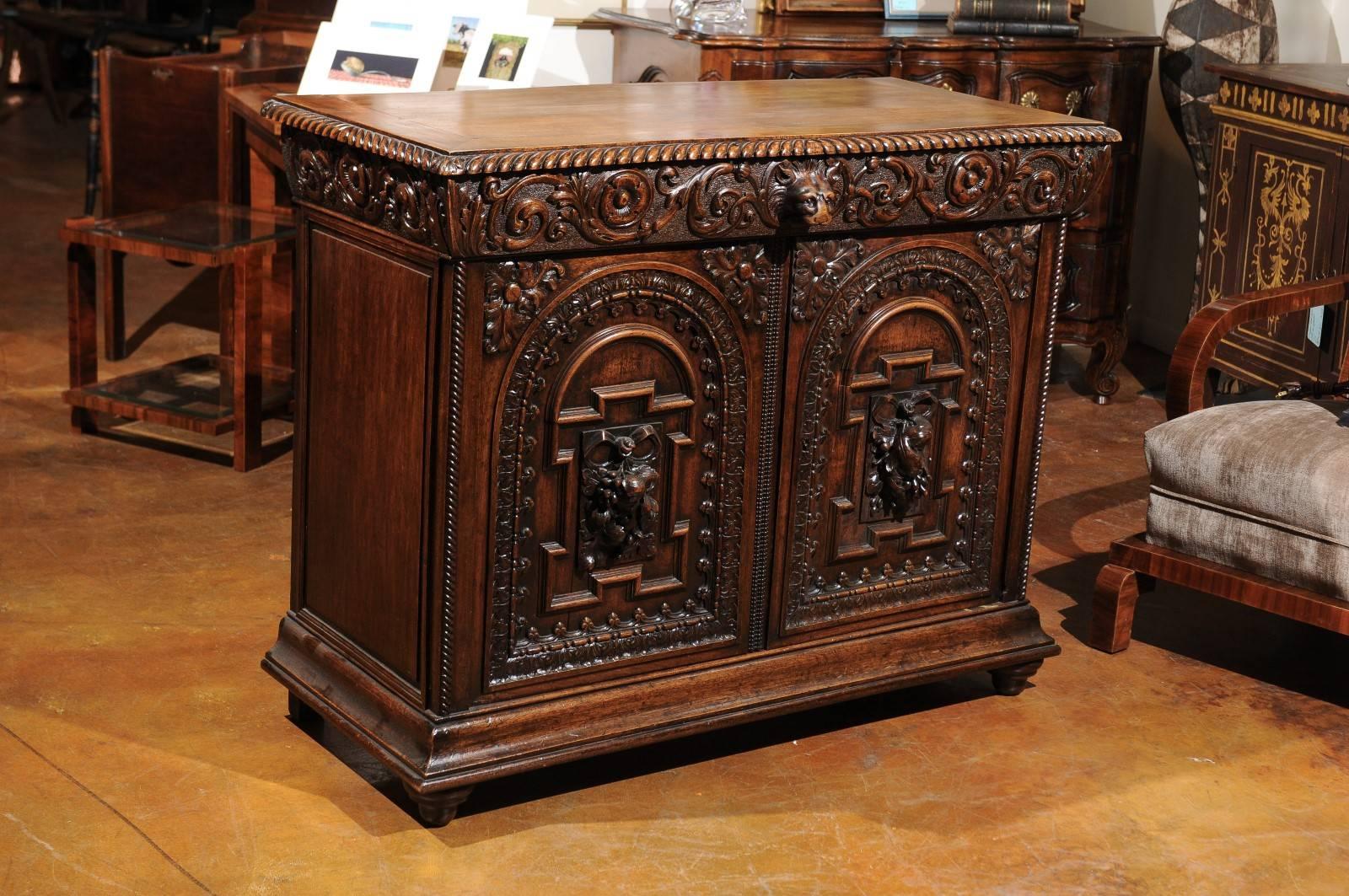 French Renaissance Revival Richly Carved Two-Door Credenza from the 1850s 2