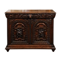 French Renaissance Revival Richly Carved Two-Door Credenza from the 1850s
